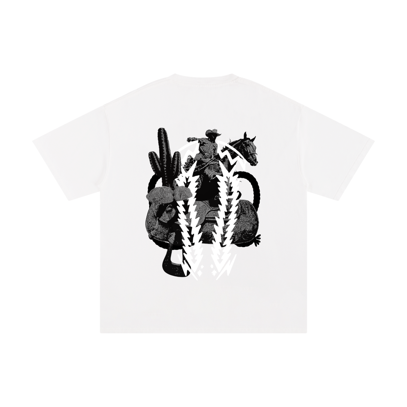 Desert Dyke Cowboy Collage Pure Cotton T-Shirt
