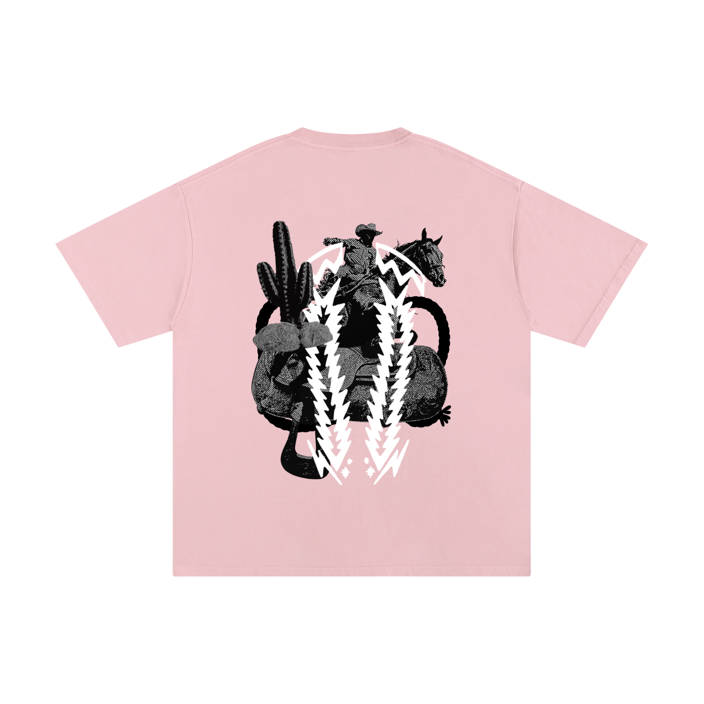 Desert Dyke Cowboy Collage Pure Cotton T-Shirt